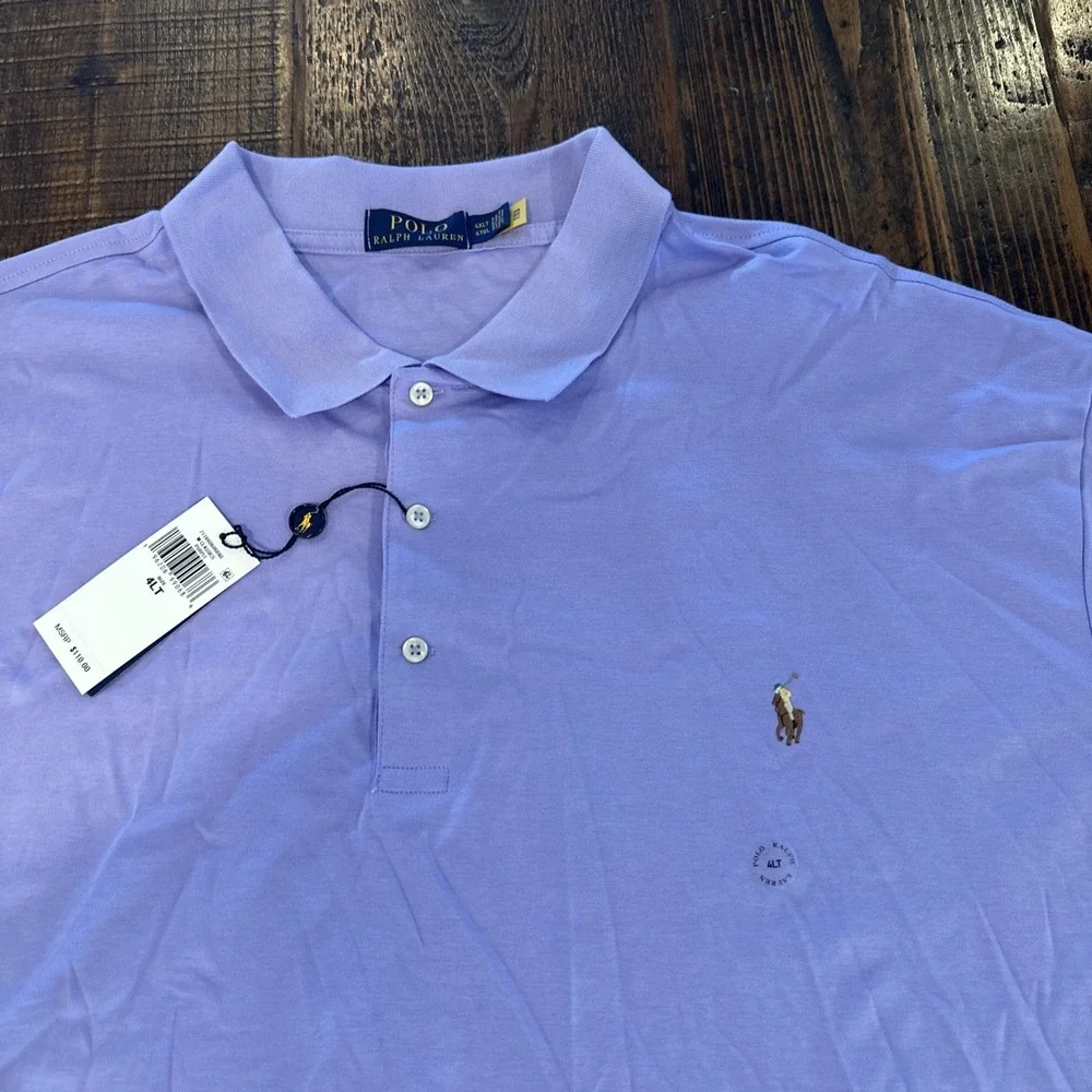 NWT Polo Ralph Lauren Pony SS Men 4XLT Polo Shirt Classics Purple MSRP‎ $110
